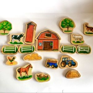 Wooden Kids’ Magnets- 18 Piece Farm Set